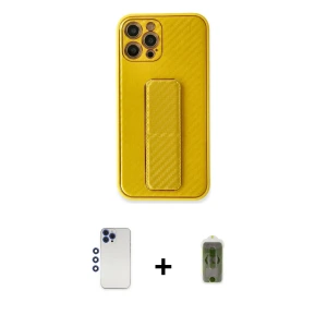 ieg™ iPhone 12 Pro Max Kılıf Yörünge Yansıma - Siyah Joko Magic 5D Hayalet Cam + Shine Kamera Lens - LT