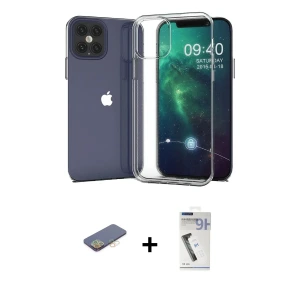 ieg™ iPhone 12 Pro Max Kılıf Zirve Doku - Şeffaf Uv Polymer Nano Ekran Koruyucu + Renkli Kamera Lens Koruma Cam - SI