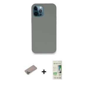 ieg™ iPhone 12 Pro Max Kılıf Zirve Modern Özel Seri - Siyah 20D Premium Cam Ekran Koruyucu + Shine Kamera Lens Koruma Cam - SABE