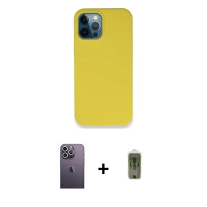 ieg™ iPhone 12 Pro Max Kılıf Zirve Modern Özel Seri - Siyah Joko Magic 5D Hayalet Cam + Neon Fosforlu Kamera Lens - BZ