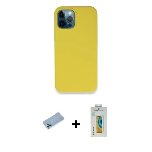 ieg™ iPhone 12 Pro Max Kılıf Zirve Modern Özel Seri - Siyah Polymer Nano Ekran Koruyucu + Shine Kamera Lens Koruma Cam - MI