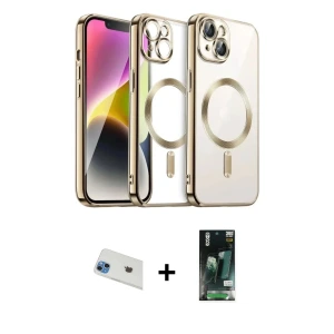 ieg™ iPhone 13 Kılıf Nova Işık Özel Seri - Şeffaf 360 Full Body Arka Koruyucu + Rainbow Kamera Lens Koruma Cam - MI