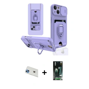ieg™ iPhone 13 Kılıf Vadi Form Prime - Şeffaf 360 Full Body Arka Koruyucu + Rainbow Kamera Lens Koruma Cam - MI