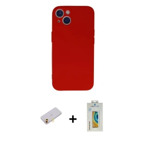ieg™ iPhone 13 Mini Kılıf Ahenk Serisi - Siyah Polymer Nano Ekran Koruyucu + Renkli Kamera Lens Koruma Cam - SI
