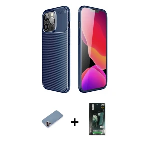 ieg™ iPhone 13 Pro Kılıf Eksen Form Prime - Şeffaf 360 Full Body Arka Koruyucu + Shine Kamera Lens Koruma Cam - PE