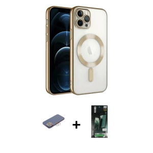 ieg™ iPhone 13 Pro Kılıf Nova Işık Özel Seri - Şeffaf 360 Full Body Arka Koruyucu + Renkli Kamera Lens Koruma Cam - PE