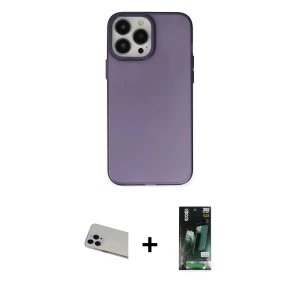 ieg™ iPhone 13 Pro Max Kılıf Ahenk Çizgi Prime - Şeffaf 360 Full Body Arka Koruyucu + Rainbow Kamera Lens Koruma Cam - MR