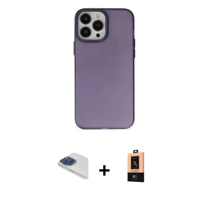 ieg™ iPhone 13 Pro Max Kılıf Ahenk Çizgi Prime - Şeffaf Maxco Cam Ekran Koruyucu + Pers Alüminyum Kamera Lens - LT