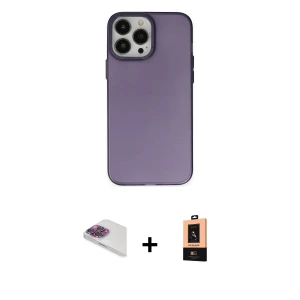 ieg™ iPhone 13 Pro Max Kılıf Ahenk Çizgi Prime - Şeffaf Maxco Cam Ekran Koruyucu + Pers Alüminyum Kamera Lens - GI