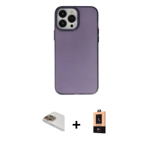 ieg™ iPhone 13 Pro Max Kılıf Ahenk Çizgi Prime - Şeffaf Maxco Cam Ekran Koruyucu + Pers Alüminyum Kamera Lens - GD