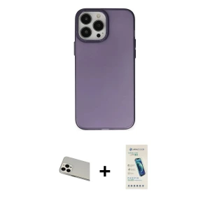 ieg™ iPhone 13 Pro Max Kılıf Ahenk Çizgi Prime - Şeffaf Pasifik Cam Ekran Koruyucu + Rainbow Kamera Lens Koruma Cam - BZ