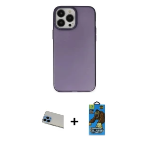ieg™ iPhone 13 Pro Max Kılıf Ahenk Çizgi Prime - Siyah 18D Cam Ekran Koruyucu + Rainbow Kamera Lens Koruma Cam - MI