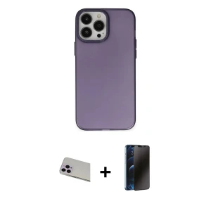 ieg™ iPhone 13 Pro Max Kılıf Ahenk Çizgi Prime - Siyah 3D Antistatik Hayalet Cam Ekran Koruyucu + Rainbow Kamera Lens Koruma Cam - MR