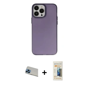 ieg™ iPhone 13 Pro Max Kılıf Ahenk Çizgi Prime - Siyah 6D Mat Seramik Hayalet Nano Ekran Koruyucu + Rainbow Kamera Lens Koruma Cam - MI