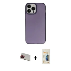 ieg™ iPhone 13 Pro Max Kılıf Ahenk Çizgi Prime - Siyah 6D Mat Seramik Hayalet Nano Ekran Koruyucu + Rainbow Kamera Lens Koruma Cam - KI