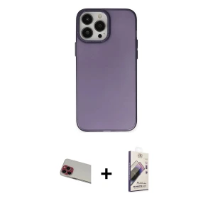 ieg™ iPhone 13 Pro Max Kılıf Ahenk Çizgi Prime - Siyah Bilvis 3D Mat Cam Ekran Koruyucu + Rainbow Kamera Lens Koruma Cam - KI