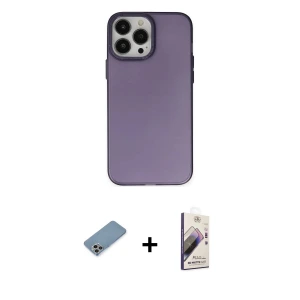 ieg™ iPhone 13 Pro Max Kılıf Ahenk Çizgi Prime - Siyah Bilvis 3D Mat Cam Ekran Koruyucu + Shine Kamera Lens Koruma Cam - GI