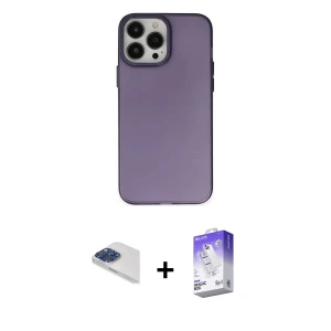 ieg™ iPhone 13 Pro Max Kılıf Ahenk Çizgi Prime - Siyah Bilvis 5in1 3D Magic Cam Ekran Koruyucu + Pers Alüminyum Kamera Lens - LT