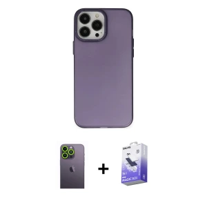 ieg™ iPhone 13 Pro Max Kılıf Ahenk Çizgi Prime - Siyah Bilvis 5in1 5D Magic Hayalet Cam Ekran Koruyucu + Neon Fosforlu Kamera Lens - YL