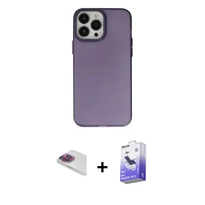 ieg™ iPhone 13 Pro Max Kılıf Ahenk Çizgi Prime - Siyah Bilvis 5in1 5D Magic Hayalet Cam Ekran Koruyucu + Pers Alüminyum Kamera Lens - GI