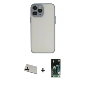 ieg™ iPhone 13 Pro Max Kılıf Ahenk Çizgi Serisi - Şeffaf 360 Full Body Arka Koruyucu + Rainbow Kamera Lens Koruma Cam - BZ