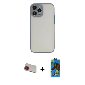 ieg™ iPhone 13 Pro Max Kılıf Ahenk Çizgi Serisi - Siyah 18D Cam Ekran Koruyucu + Rainbow Kamera Lens Koruma Cam - KI