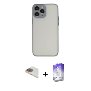 ieg™ iPhone 13 Pro Max Kılıf Ahenk Çizgi Serisi - Siyah Bilvis 5in1 3D Magic Cam Ekran Koruyucu + Pers Alüminyum Kamera Lens - GD