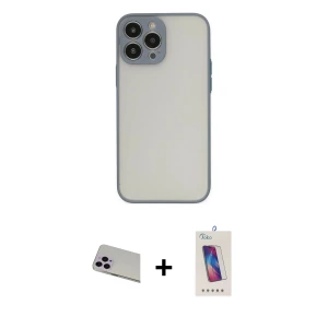 ieg™ iPhone 13 Pro Max Kılıf Ahenk Çizgi Serisi - Siyah Joko 5D Cam + Rainbow Kamera Lens Koruma Cam - MR