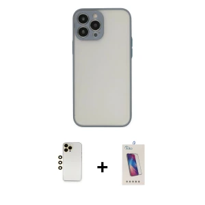 ieg™ iPhone 13 Pro Max Kılıf Ahenk Çizgi Serisi - Siyah Joko 5D Cam + Shine Kamera Lens - GD