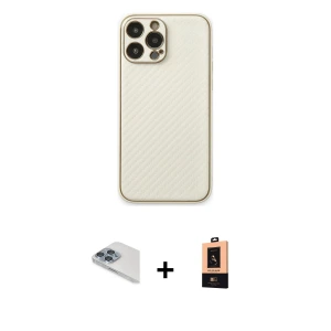 ieg™ iPhone 13 Pro Max Kılıf Ahenk Işık - Şeffaf Maxco Cam Ekran Koruyucu + Pers Alüminyum Kamera Lens - SABE