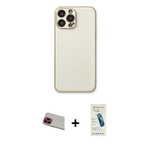 ieg™ iPhone 13 Pro Max Kılıf Ahenk Işık - Şeffaf Pasifik Cam Ekran Koruyucu + Rainbow Kamera Lens Koruma Cam - KI