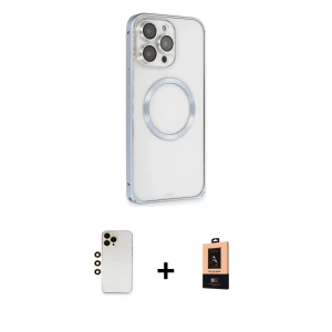 ieg™ iPhone 13 Pro Max Kılıf Ahenk Işık Serisi - Şeffaf Maxco Cam Ekran Koruyucu + Shine Kamera Lens - GD