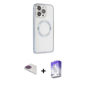 ieg™ iPhone 13 Pro Max Kılıf Ahenk Işık Serisi - Siyah Bilvis 5in1 3D Magic Cam Ekran Koruyucu + Pers Alüminyum Kamera Lens - GI