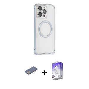ieg™ iPhone 13 Pro Max Kılıf Ahenk Işık Serisi - Siyah Bilvis 5in1 3D Magic Cam Ekran Koruyucu + Renkli Kamera Lens Koruma Cam - MI