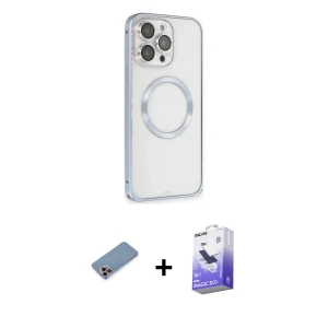 ieg™ iPhone 13 Pro Max Kılıf Ahenk Işık Serisi - Siyah Bilvis 5in1 5D Magic Hayalet Cam Ekran Koruyucu + Shine Kamera Lens Koruma Cam - PE