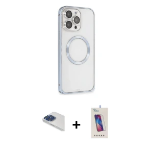 ieg™ iPhone 13 Pro Max Kılıf Ahenk Işık Serisi - Siyah Joko 5D Cam + Pers Alüminyum Kamera Lens - LT