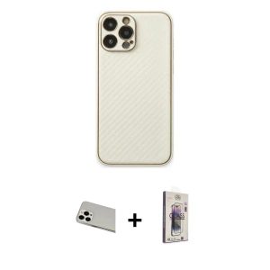 ieg™ iPhone 13 Pro Max Kılıf Ahenk Işık - Siyah Bilvis 3D Cam Ekran Koruyucu + Rainbow Kamera Lens Koruma Cam - BZ