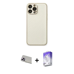ieg™ iPhone 13 Pro Max Kılıf Ahenk Işık - Siyah Bilvis 5in1 3D Magic Cam Ekran Koruyucu + Rainbow Kamera Lens Koruma Cam - MR