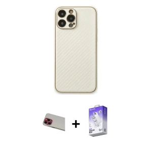 ieg™ iPhone 13 Pro Max Kılıf Ahenk Işık - Siyah Bilvis 5in1 3D Magic Cam Ekran Koruyucu + Rainbow Kamera Lens Koruma Cam - KI