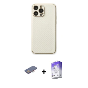 ieg™ iPhone 13 Pro Max Kılıf Ahenk Işık - Siyah Bilvis 5in1 3D Magic Cam Ekran Koruyucu + Renkli Kamera Lens Koruma Cam - PE