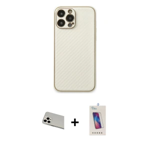 ieg™ iPhone 13 Pro Max Kılıf Ahenk Işık - Siyah Joko 5D Cam + Rainbow Kamera Lens Koruma Cam - BZ