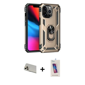 ieg™ iPhone 13 Pro Max Kılıf Ahenk Klasik Koleksiyonu - Siyah Joko 5D Cam + Rainbow Kamera Lens Koruma Cam - REGD