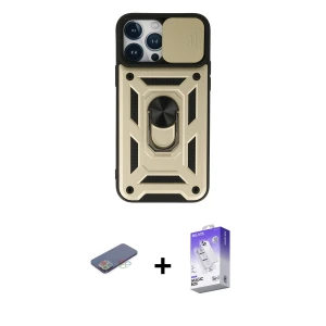 ieg™ iPhone 13 Pro Max Kılıf Ahenk Klasik - Siyah Bilvis 5in1 3D Magic Cam Ekran Koruyucu + Renkli Kamera Lens Koruma Cam - MI
