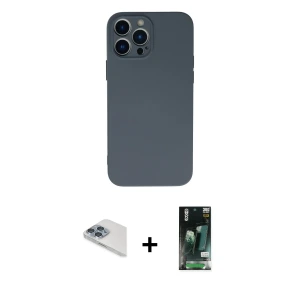 ieg™ iPhone 13 Pro Max Kılıf Ahenk Serisi - Şeffaf 360 Full Body Arka Koruyucu + Pers Alüminyum Kamera Lens - SABE