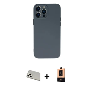 ieg™ iPhone 13 Pro Max Kılıf Ahenk Serisi - Şeffaf Maxco Cam Ekran Koruyucu + Rainbow Kamera Lens Koruma Cam - BZ
