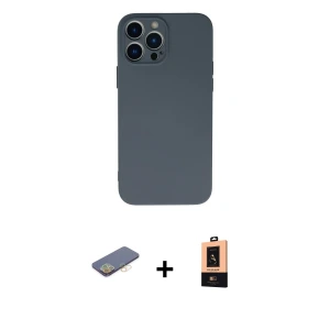 ieg™ iPhone 13 Pro Max Kılıf Ahenk Serisi - Şeffaf Maxco Cam Ekran Koruyucu + Renkli Kamera Lens Koruma Cam - SI