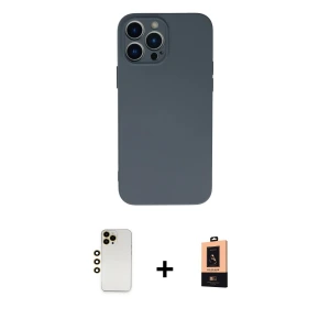 ieg™ iPhone 13 Pro Max Kılıf Ahenk Serisi - Şeffaf Maxco Cam Ekran Koruyucu + Shine Kamera Lens - GD