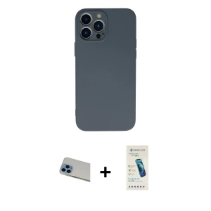 ieg™ iPhone 13 Pro Max Kılıf Ahenk Serisi - Şeffaf Pasifik Cam Ekran Koruyucu + Rainbow Kamera Lens Koruma Cam - MI