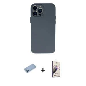 ieg™ iPhone 13 Pro Max Kılıf Ahenk Serisi - Siyah Bilvis 3D Mat Cam Ekran Koruyucu + Shine Kamera Lens Koruma Cam - MI