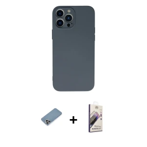 ieg™ iPhone 13 Pro Max Kılıf Ahenk Serisi - Siyah Bilvis 3D Mat Cam Ekran Koruyucu + Shine Kamera Lens Koruma Cam - GI
